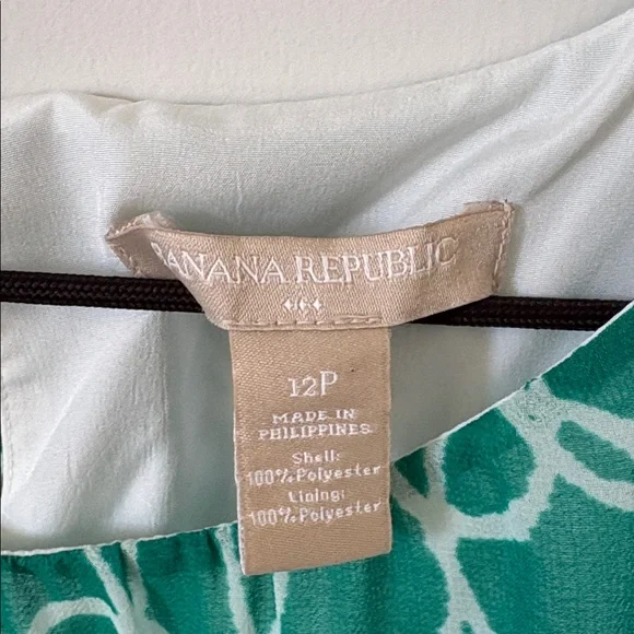 Banana Republic Green & White Sleeveless Tie-Waist Dress - Picture 4 of 8